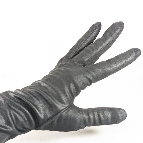 Vintage "NYLONS BY AUSTIN" Canadian black fabric opera gloves size 7.5 - Picture 9 of 11